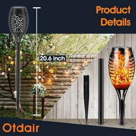 Otdair Solar Torch Lights with Flickering Flame, 12 Packs 12LED